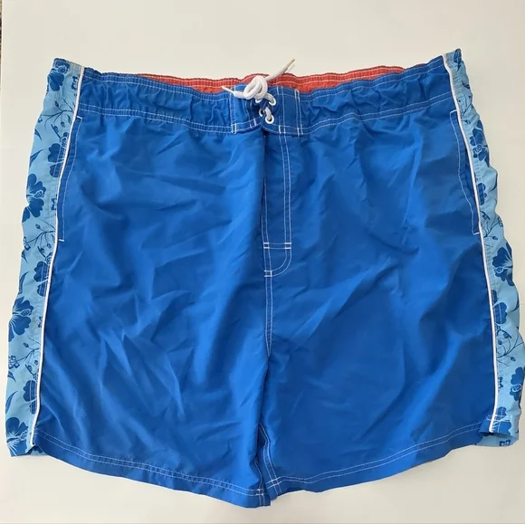 Faded Glory Mens Blue Swimwear Floral Board Shorts Bathing Swim Suit Size XL - Picture 2 of 8